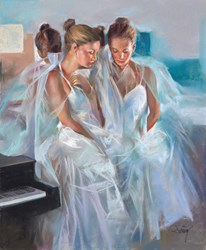 Las Bailarinas I by Domingo - Original Drawing, Paper on Board sized 20x24 inches. Available from Whitewall Galleries